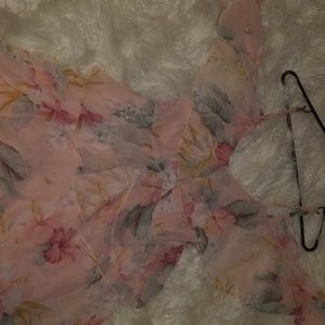 Pink floral off shoulder dress